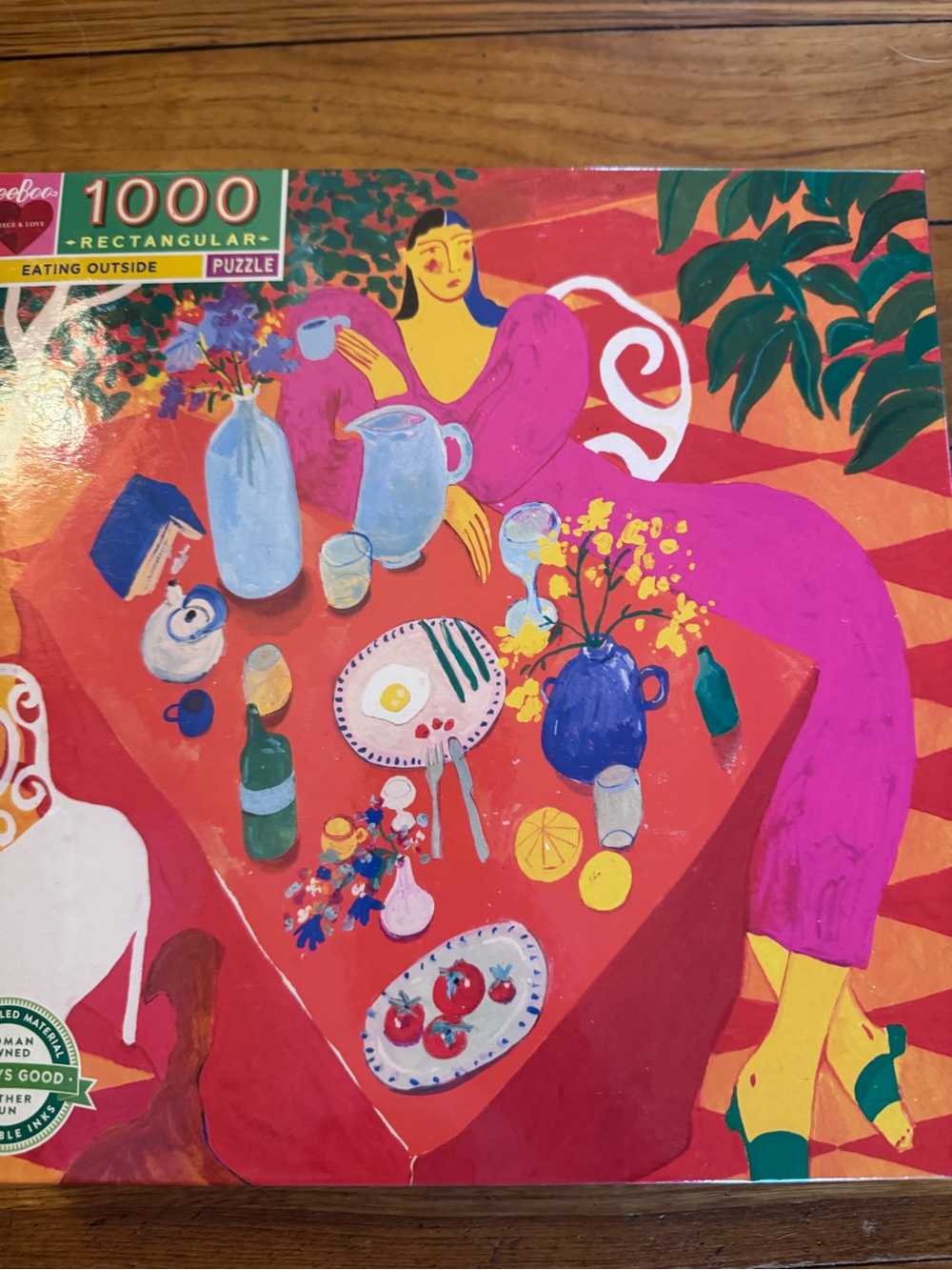 Eeboo Eating Outside 1000-Piece Rectangular Puzzle